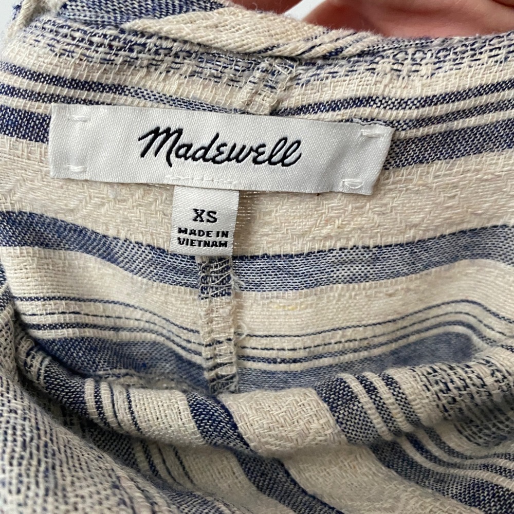 Madewell Cotton Coastal Beachy Relaxed Boho Striped Jumpsuit XS Blue - Picture 4 of 6